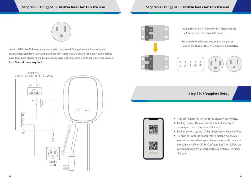 Milestar Smart Home AC Type 1 Wall EV Charger 7.6kw 9.6kw 11.5kw Electric Car Chargers