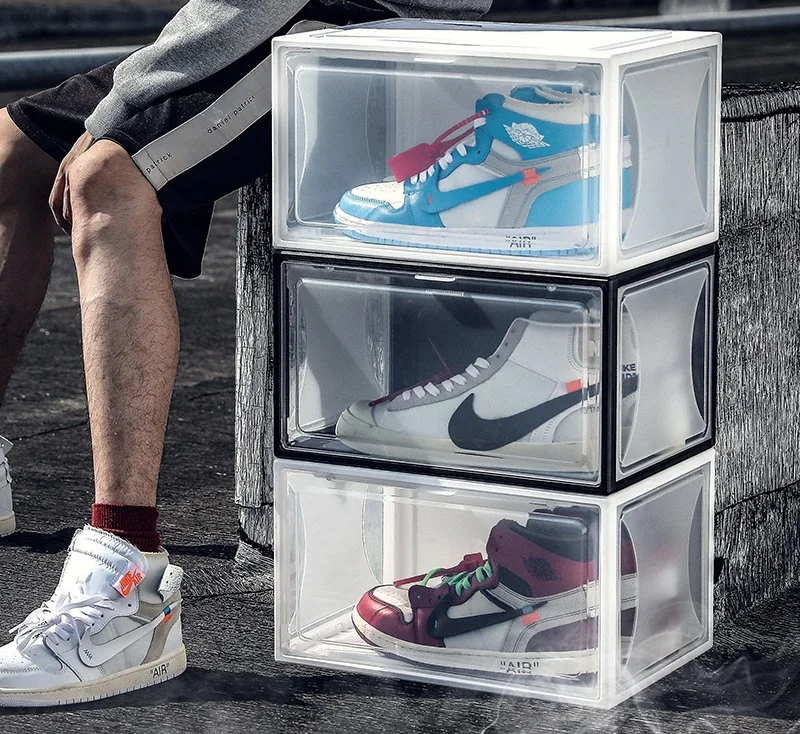 Shoe Storage Box Transparent Sneakers Dustproof Anti-Oxidation Shoe Cabinet Drawer Type Side Open Shoe Box Shoe Wall Shoe Rack Acrylic Shoe Box