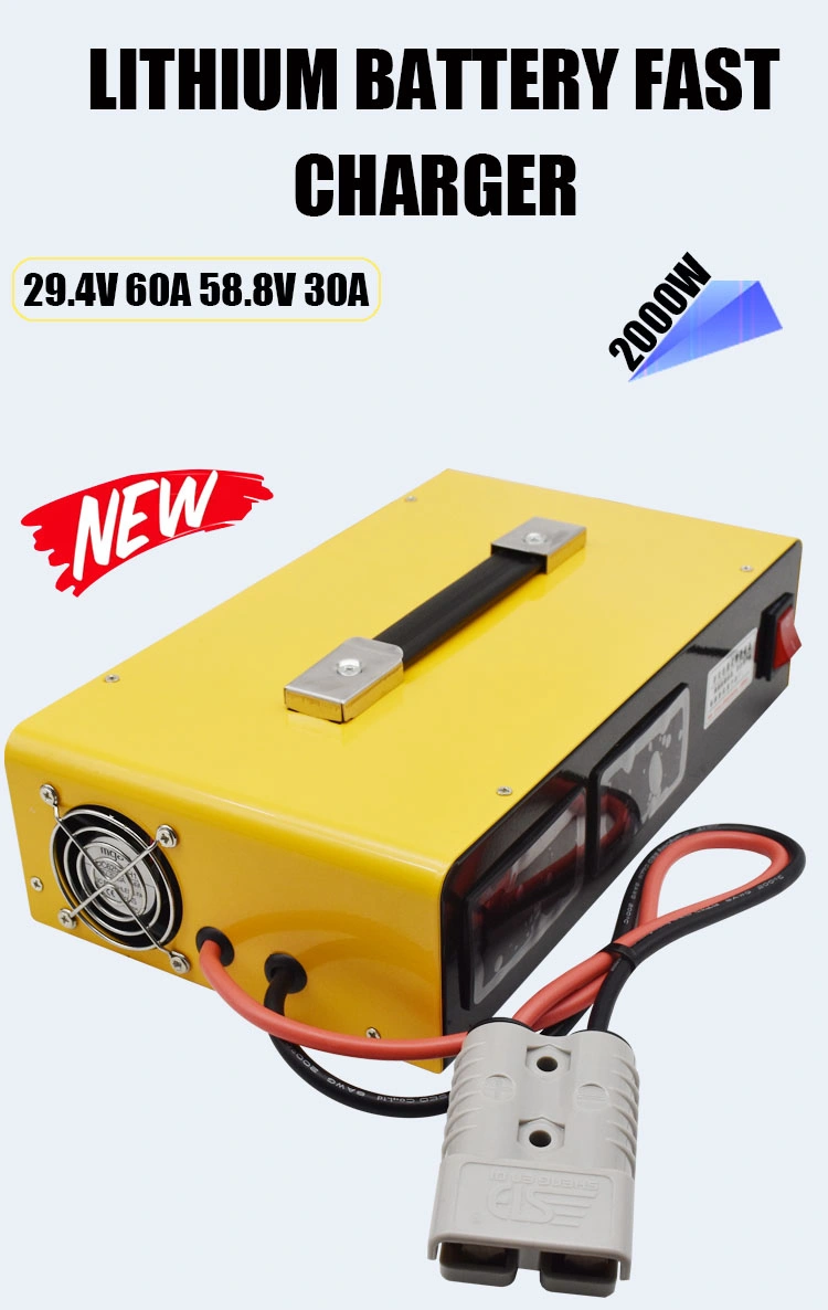 DC Battery Charger Triple Lithium Battery Anderson Plug Fast Charger with Adjustable Voltage 12.6V 100A