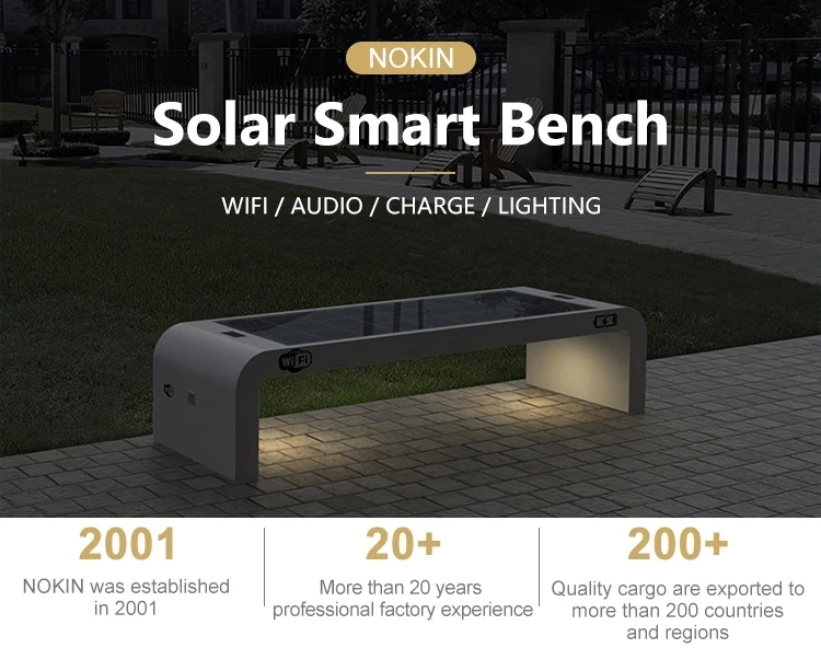 Mobile Charging Station Solar Benches Outdoor Garden Park Advertising Solar Smart Bench