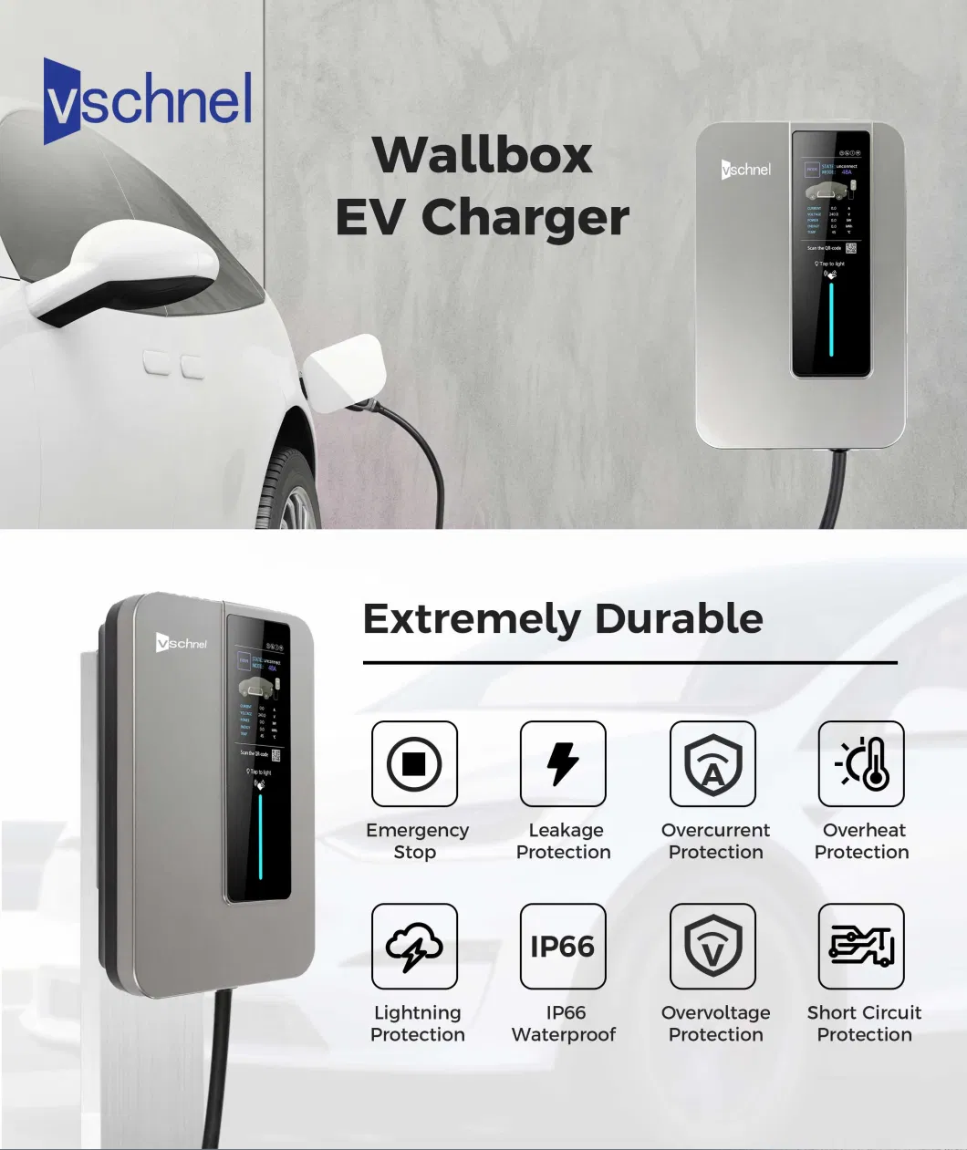 Rosenpv Solar Power 9kw EV Charger Wall Box Charger Charging Station Cost