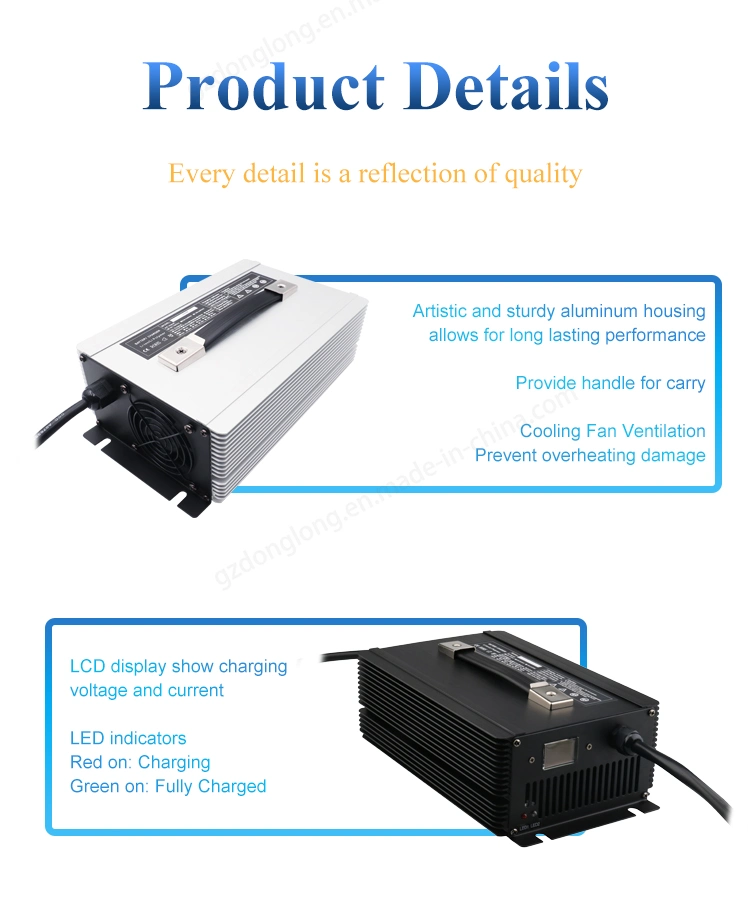 2000W 60V 25A Portable Charger for Lead Acid Battery with LCD Display Be Used for Electric Four Wheeled Vehicles Electric Golf Cart etc