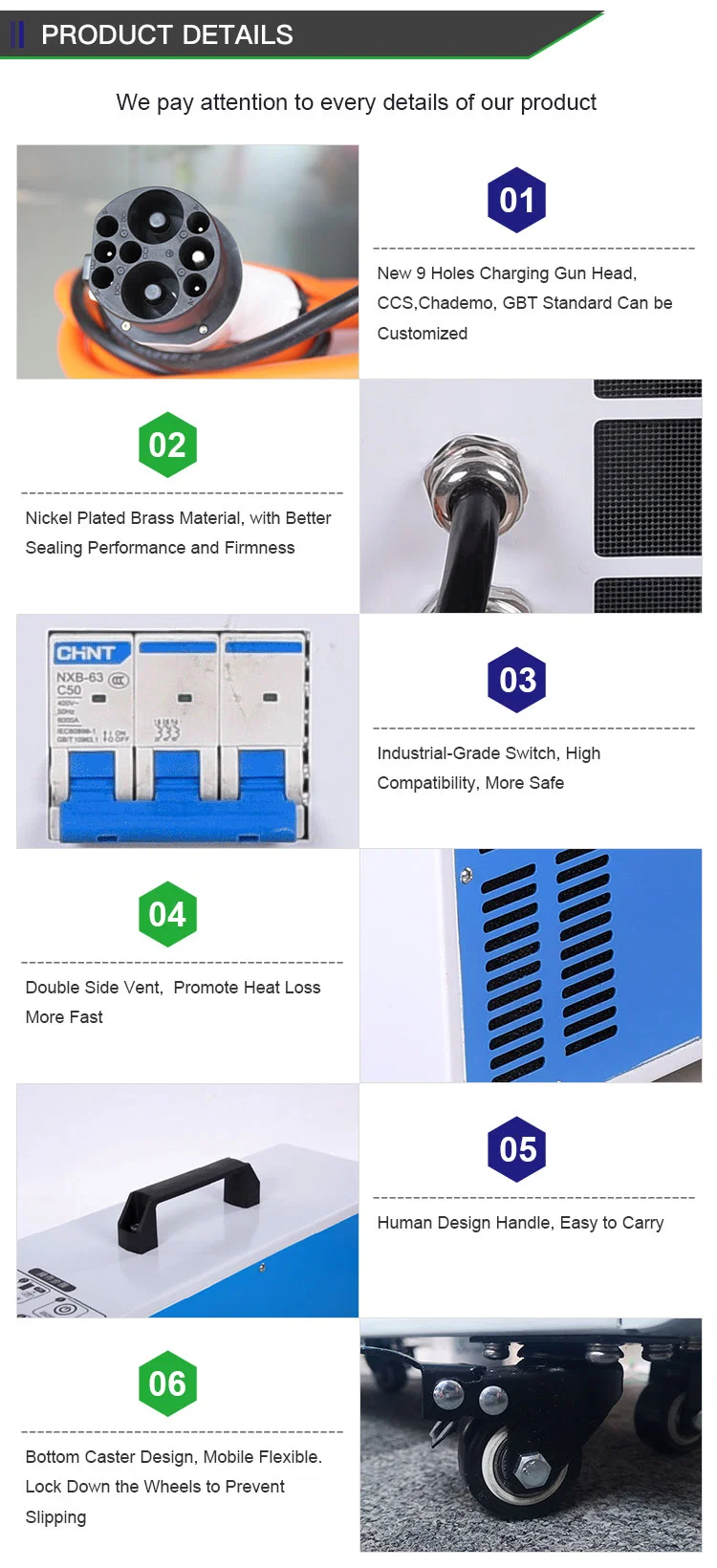 Factory Wholesale Movable CCS2 60kw DC Fast EV Charger with Wheel EV Portable Charger