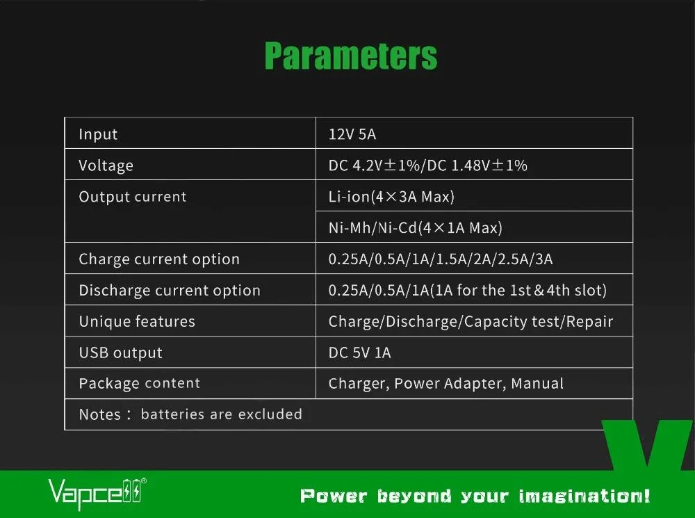 Cost-Effective Vapcell S4 Plus V3.0 Battery Charger with Storage Mode Capacity Test, Repair Function for for Li-ion and Ni-MH