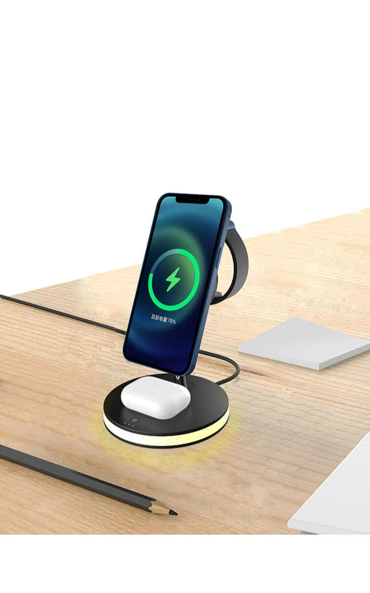 Fashionable 15W 4-in-1 Wireless Charger for iPhone &amp; Android