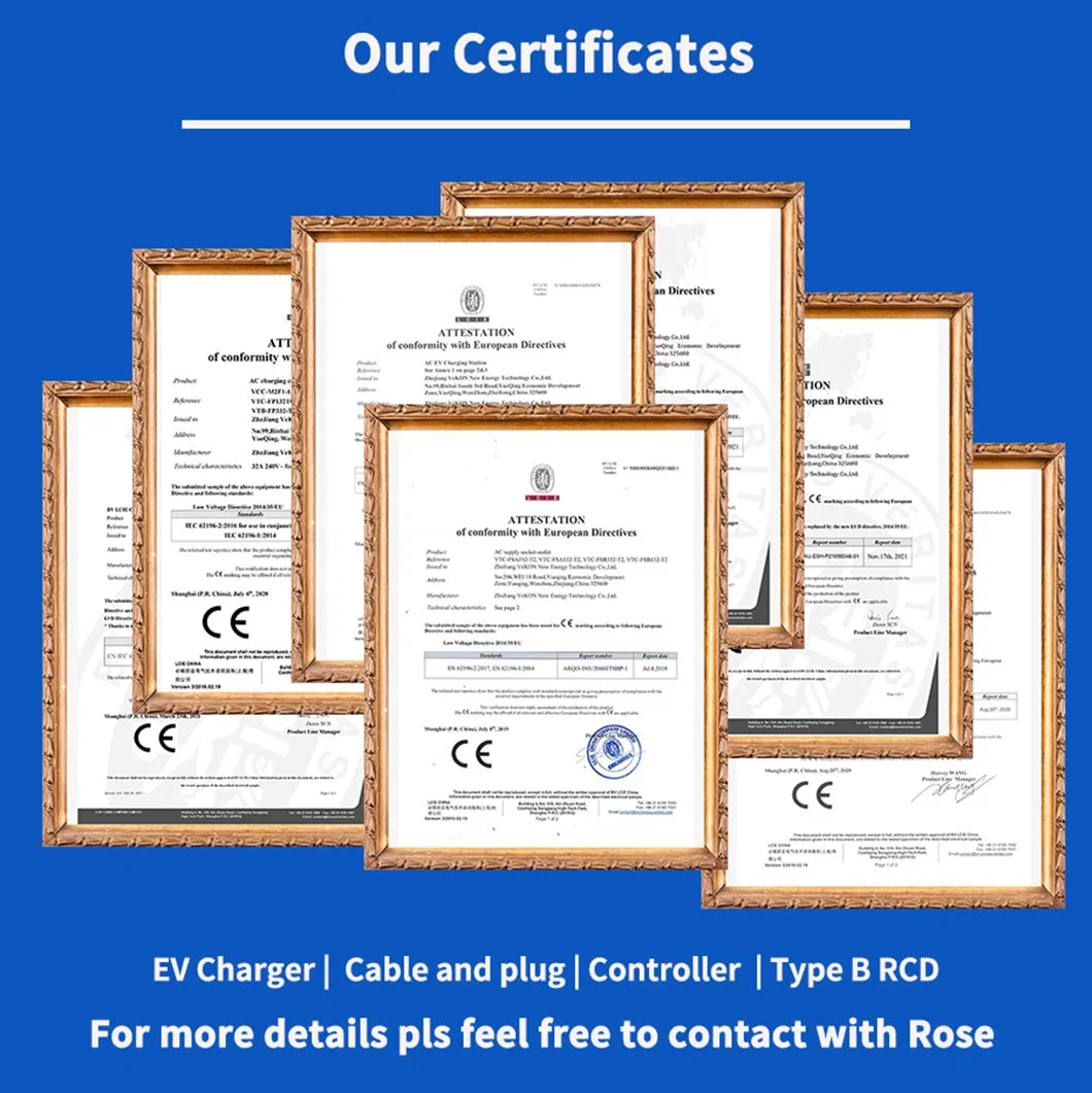 SAE EV Charging Companies 16A EV Cables Charger with Type 1 Plug J1772