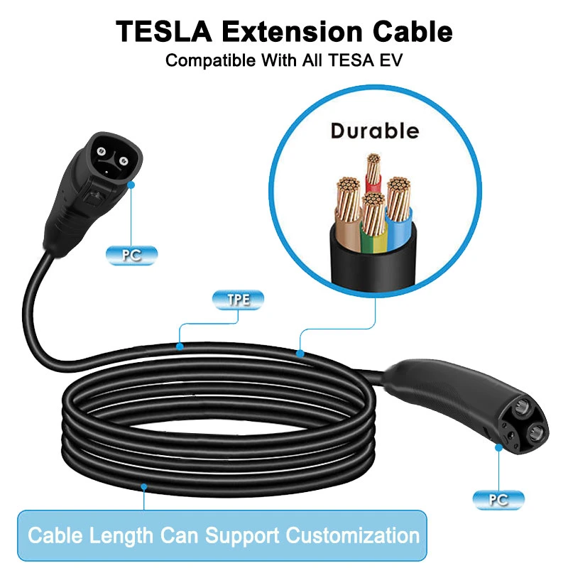 16A 32A 48A 3.5kw 7kw 11kw Smart New Energy Car Electric Vehicle Charger AC Charging Nacs Tesla Extension Cord Cable