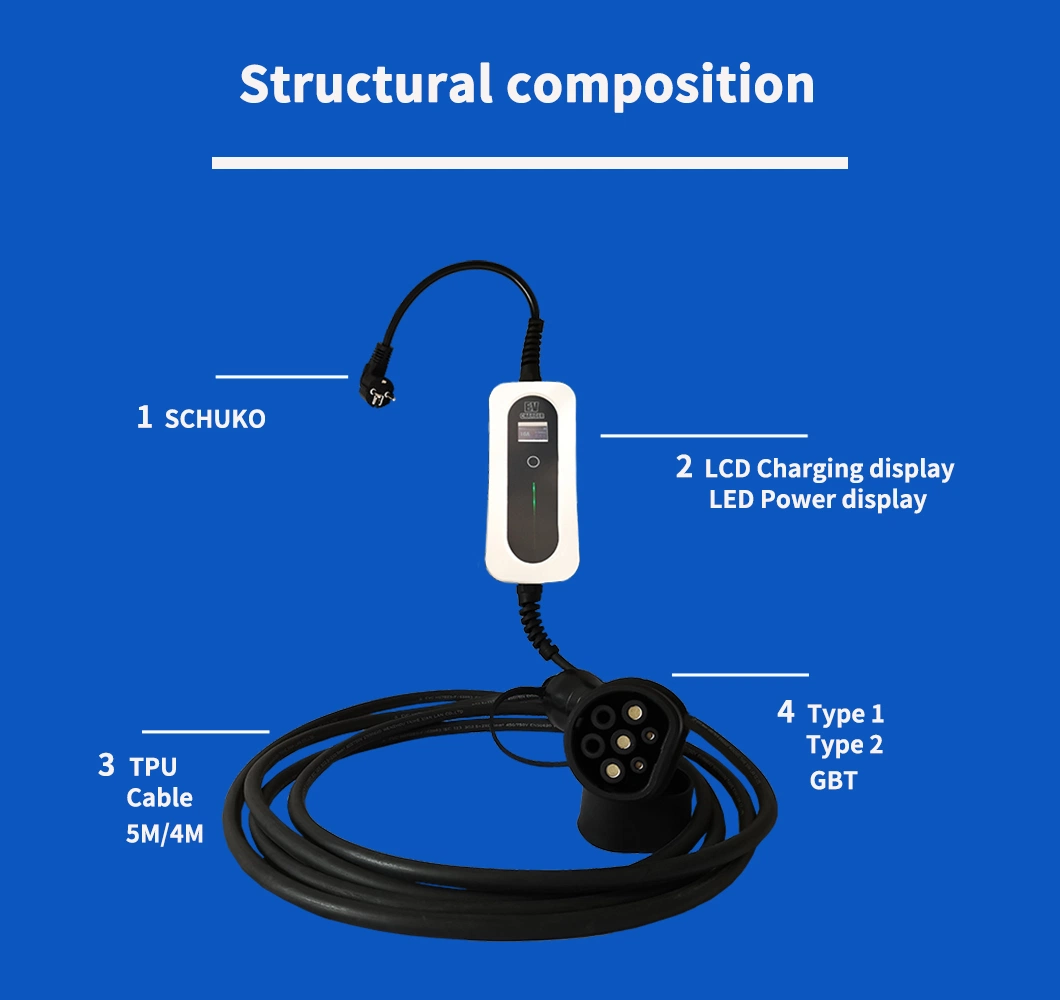 Portable/Mobile EV Charger 7kw Wallbox Smart Home AC EV Charger Car Battery Charger