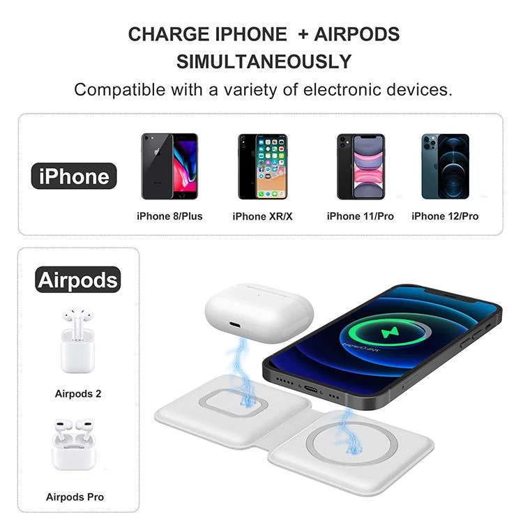 Folding Magnetic Wireless Charger Fast Charging Universal Duo Chargers Phone Holder Mobile Phone Accessories