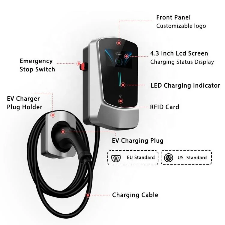 Wall-Mounted Charging Stations Car Battery Charge 220V 7kw EV Charger