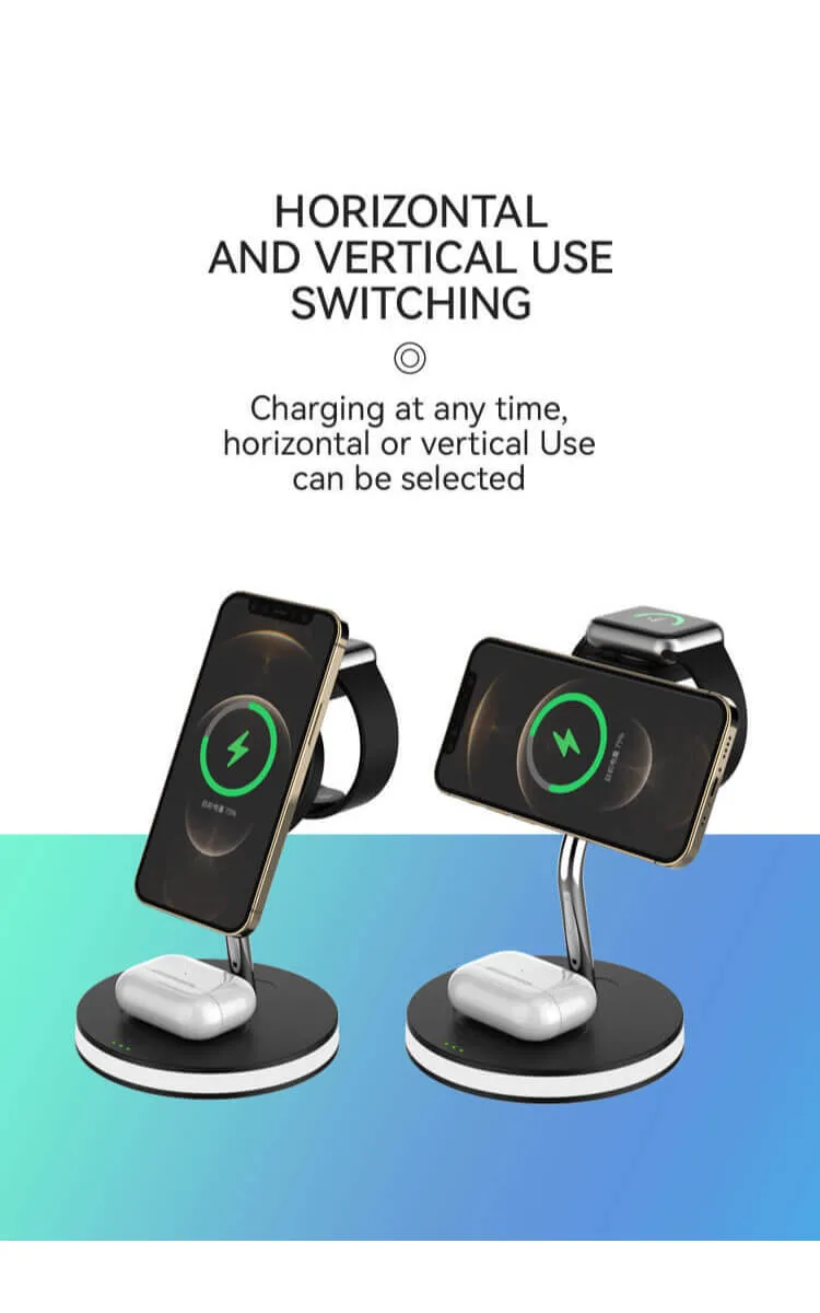 Fashionable 15W 4-in-1 Wireless Charger for iPhone &amp; Android