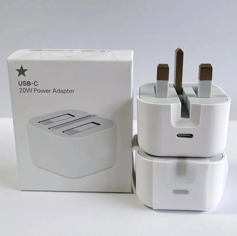 Premium UK 3 Pin Plug 20W USB-C Power Adapter Charger for Phone 15 14 13 PRO Max Fast Charging Type C Pd Charger