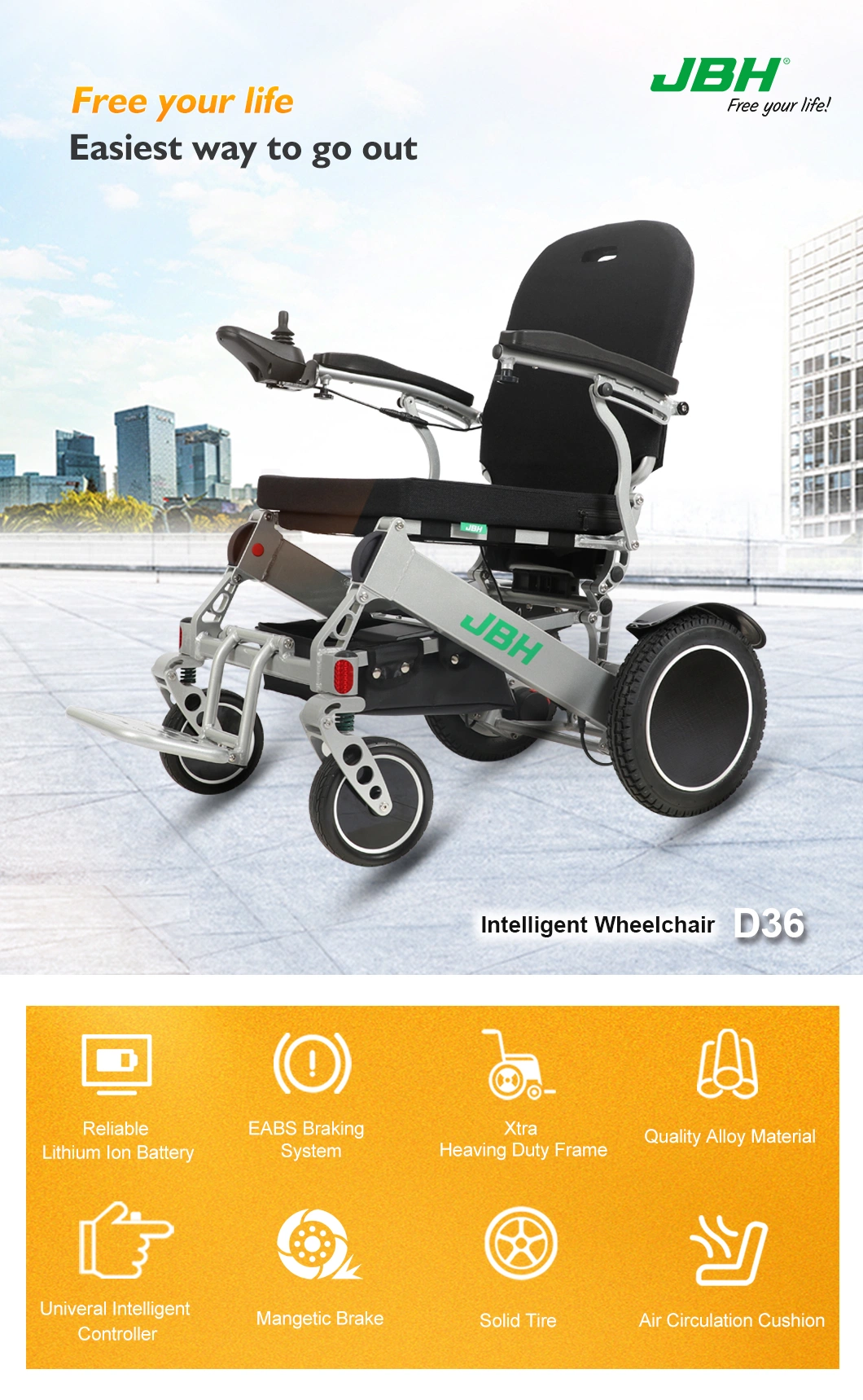 Necessary Electric Folding Wheelchair Small Walking Tool for Spring Travel