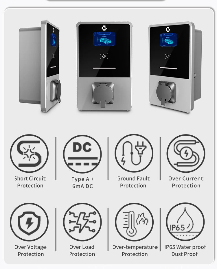 7kw Wallbox Charger Untethered for Electric Vehicle Charging Station