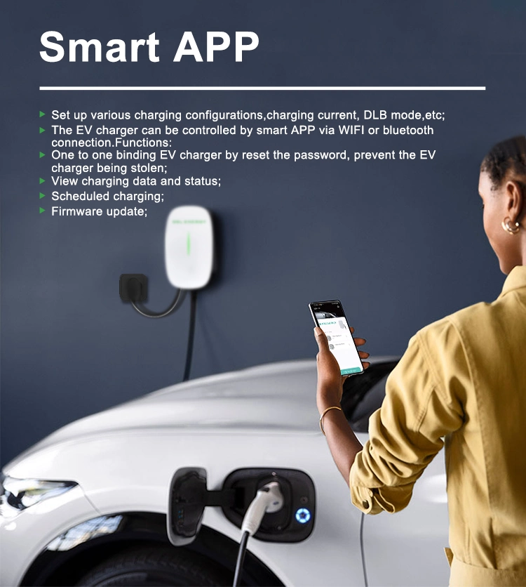 Gsl Energy Mode 3 Wallbox 1 Phase 3 Phase 7.4kw 22kw Solar Charging Station EV for Electric Vehicles Car