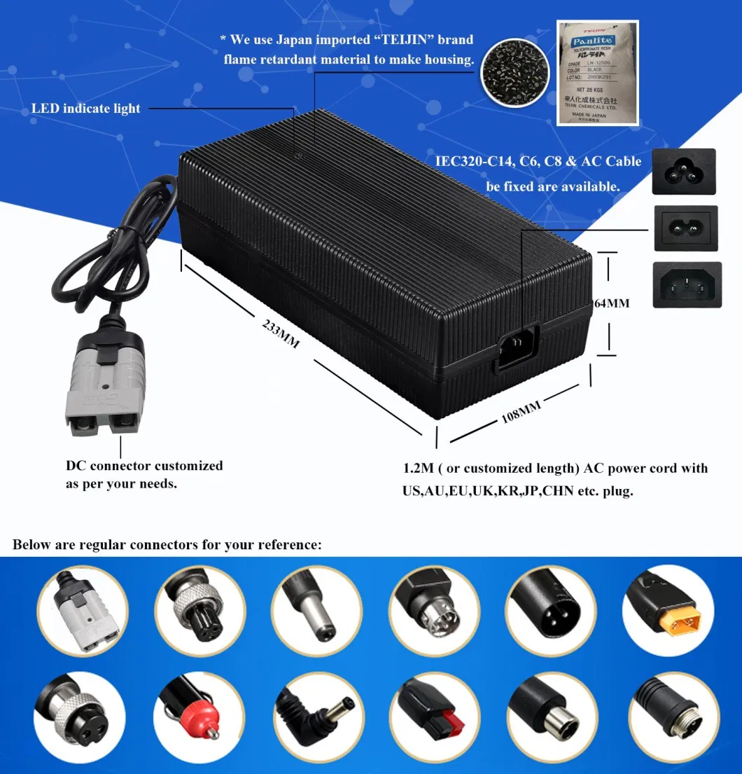 Kc CE UL Approved Li-ion Battery Charger 58.8V 5A Electric Scooter Battery Charger