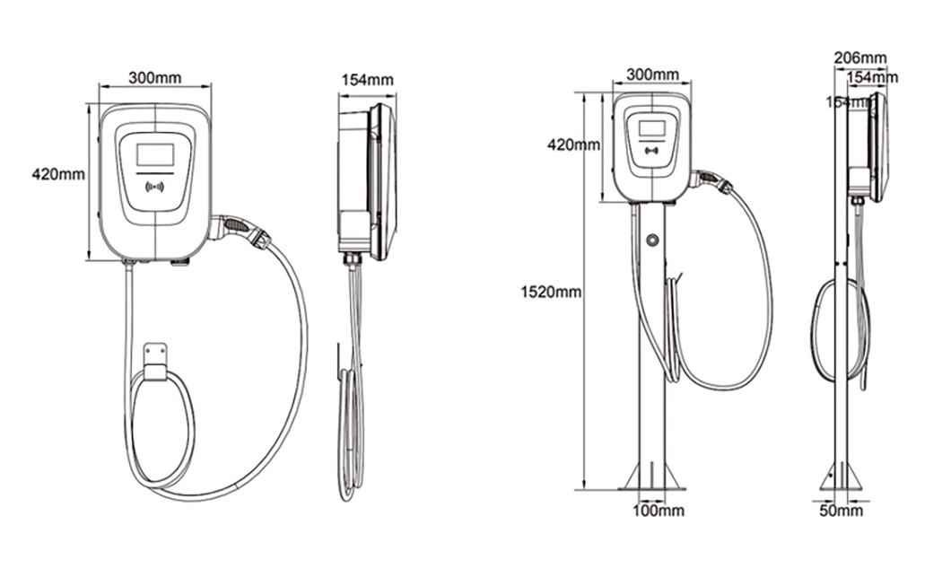 Car Charger Home Load Balancing Electric Vehicle Charger Wall Mounted Installation EV Charger