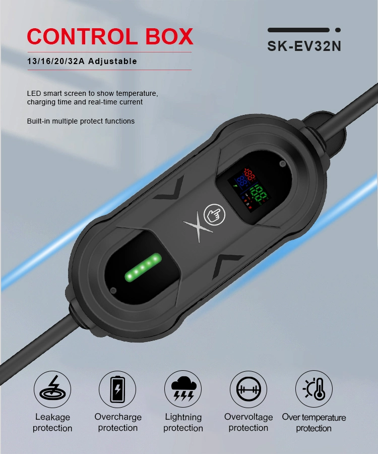 New Design 32A 3 Phase 415V Portable EV Charger with Control Box