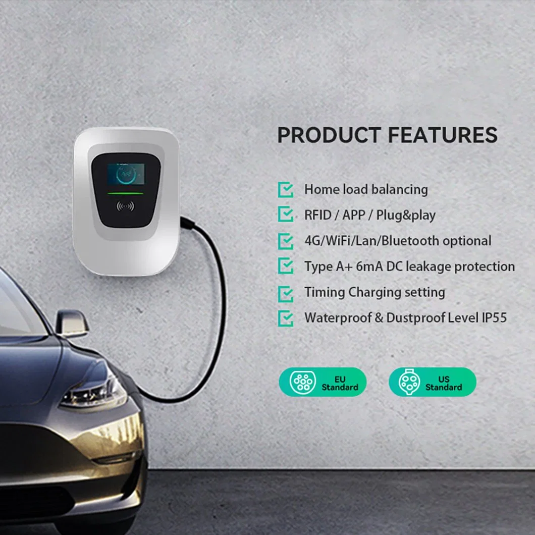 Car Charger Home Load Balancing Electric Vehicle Charger Wall Mounted Installation EV Charger