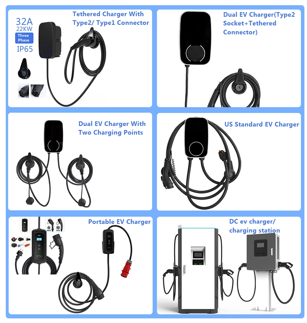 Business Ocpp Type2 7kw 11kw 22kw 16A 32A AC Charging Station for Electric Vehicles Wallbox EV Charger