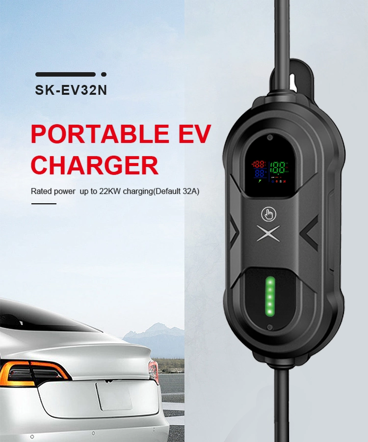 New Design 32A 3 Phase 415V Portable EV Charger with Control Box