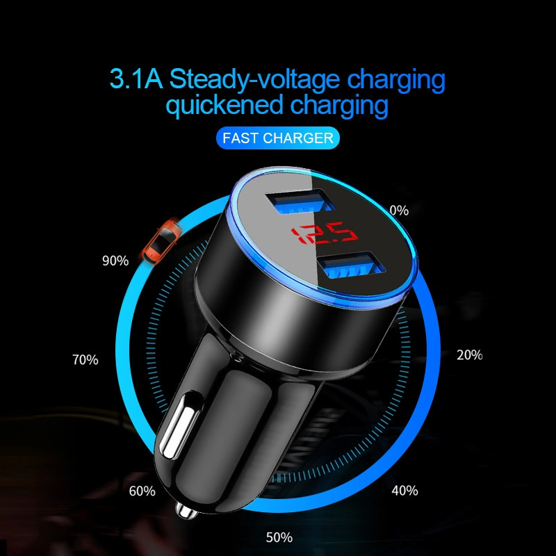 Top Seller Digital Display Dual USB Ports Car Charger