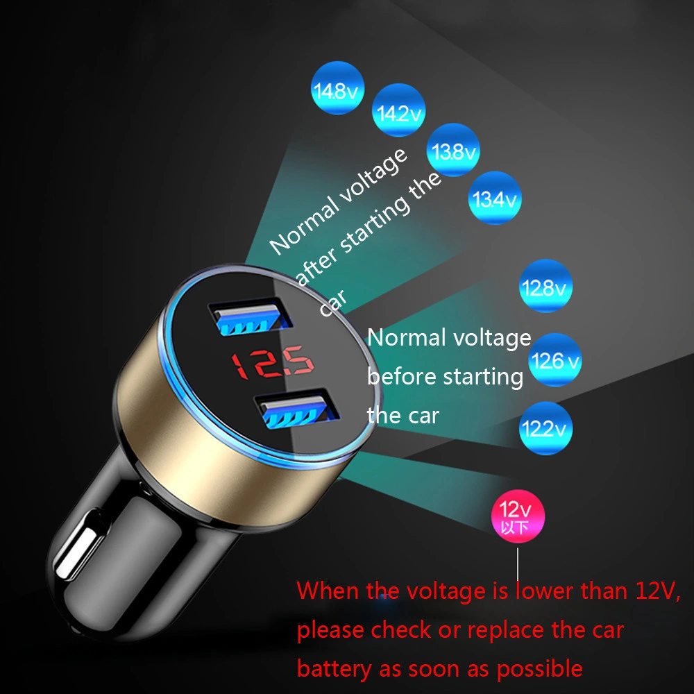 Top Seller Digital Display Dual USB Ports Car Charger