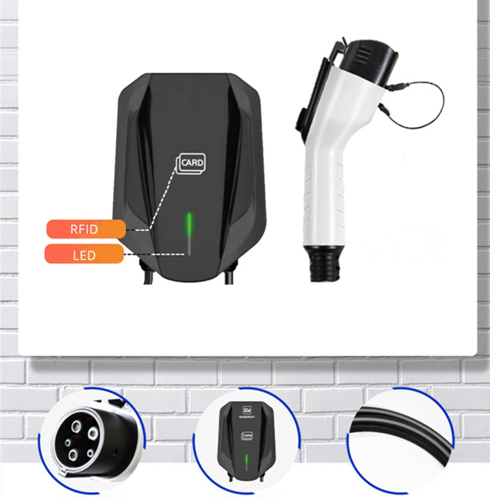 New Design 7/9kw Type 1 Wallbox EV Charger with 5.6inch Screen Display