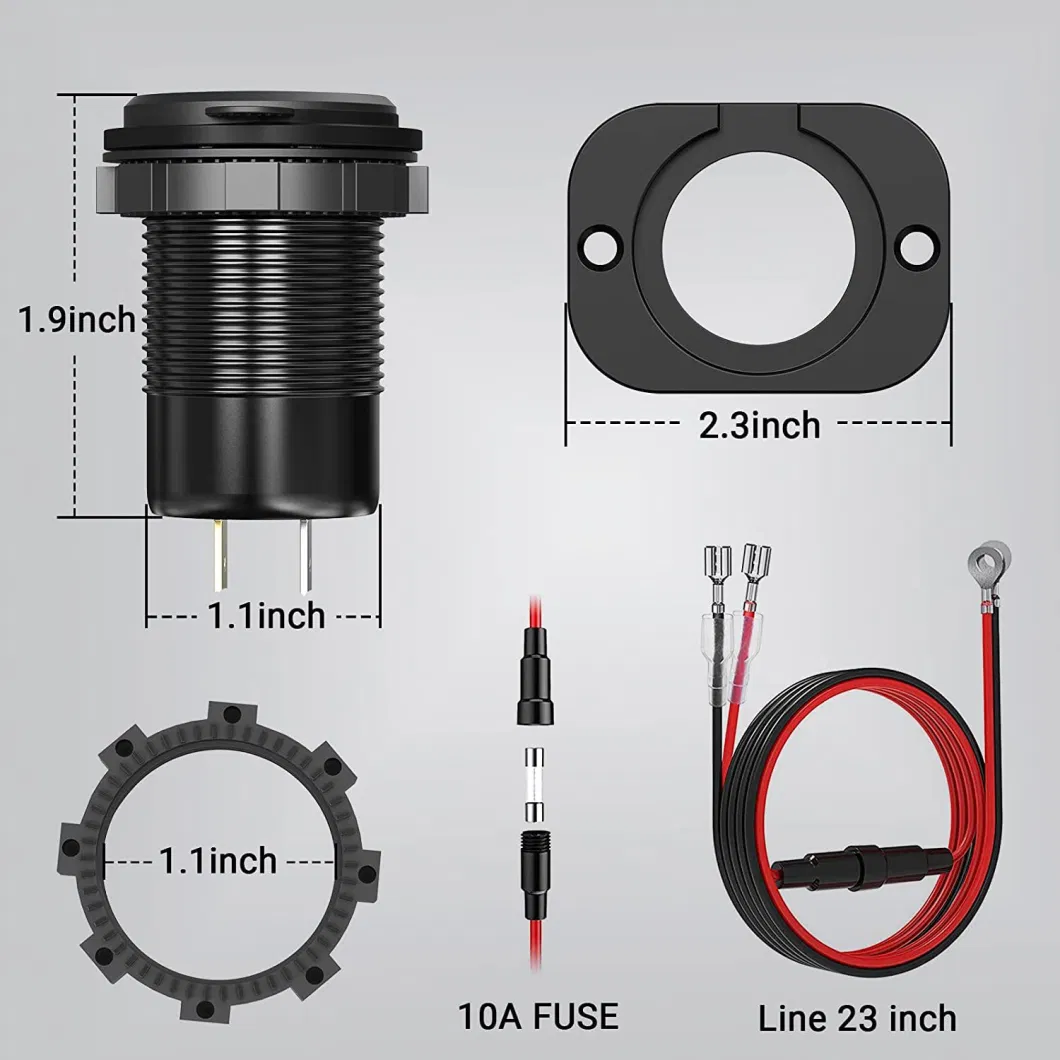 Aluminum Alloy 12V USB Outlet Dual Pd USB C Quick Charge 3.0 Car Charger Adapter 3 Port Multi-Function Car USB Charger