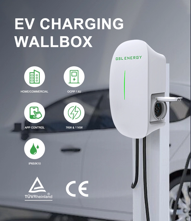 Gsl Energy Mode 3 Wallbox 1 Phase 3 Phase 7.4kw 22kw Solar Charging Station EV for Electric Vehicles Car